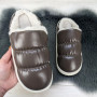 Тапочки чуни женские закрытые Fashion Коричневые эко-кожа на меху 4200