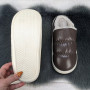 Тапочки чуни женские закрытые Fashion Коричневые эко-кожа на меху 4200