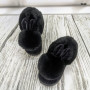 Тапочки чуни женские черные закрытые с большим помпоном и ушками 2639