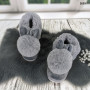 Тапочки чуни женские серые закрытые с большим помпоном и ушками 2639