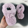 Тапочки детские домашние теплые закрытые сиреневые с меховой опушкой и ушками 1624-2