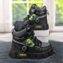 Ботинки зимние для мальчика черные с серым Lilin Shoes 5191