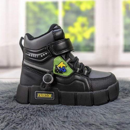 Ботинки зимние для мальчика черные с серым Lilin Shoes 5191