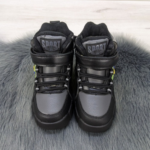 Ботинки зимние для мальчика черные с серым Lilin Shoes 5191