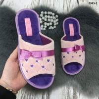 Жіночі кімнатні тапочки Белста з відкритим носком, велюрові, бузкові з фіолетовим 2345-2