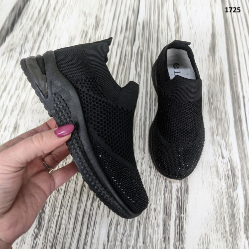 Кросівки дитячі для дівчинки чорні зі стразами Little Faiyry 1725