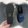 Тапочки домашние женские Inblu синие велюровые на танкетке 2992