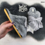 Тапочки женские меховые домашние серые с бантом искусственный песец 2958-2