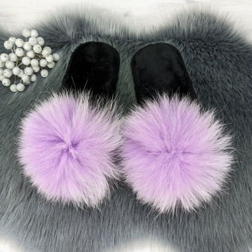 Капці жіночі повстяні для ламінату з натуральним хутром Slippers лавандові 4243
