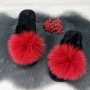 Капці жіночі повстяні для ламінату з натуральним хутром Slippers червоні 4243