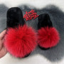 Капці жіночі повстяні для ламінату з натуральним хутром Slippers червоні 4243