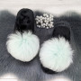 Капці жіночі повстяні для ламінату з натуральним хутром Slippers м'ятні 4243