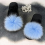 Тапочки женские войлочные для ламината с натуральным мехом Slippers голубые 4243
