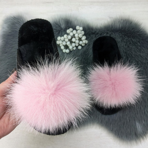 Тапочки женские войлочные для ламината с натуральным мехом Slippers розовые 4243