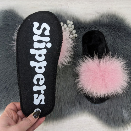 Тапочки женские войлочные для ламината с натуральным мехом Slippers розовые 4243