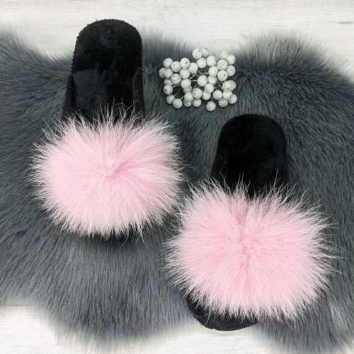 Тапочки женские войлочные для ламината с натуральным мехом Slippers розовые 4243