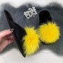 Тапочки женские войлочные для ламината с натуральным мехом Slippers желтые 4243