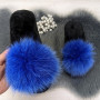 Тапочки женские войлочные для ламината с натуральным мехом Slippers синие 4243