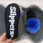 Тапочки женские войлочные для ламината с натуральным мехом Slippers синие 4243