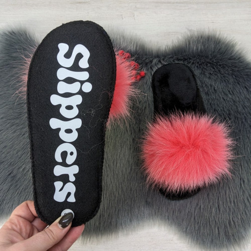 Тапочки женские войлочные для ламината с натуральным мехом Slippers коралловые 4243