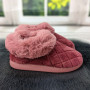 Тапочки чуни женские теплые с опушкой бордовые Jomix 4272