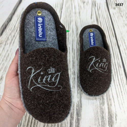 Тапочки мужские фетровые для паркета Inblu коричневые King 3437