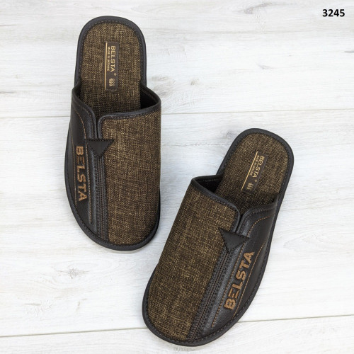 Тапочки чоловічі хата Белста із закритим носком коричневі 3245