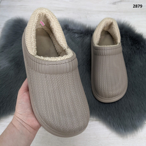 Калоші без задника сабо на хутрі жіночі Dago Style бежеві 2879