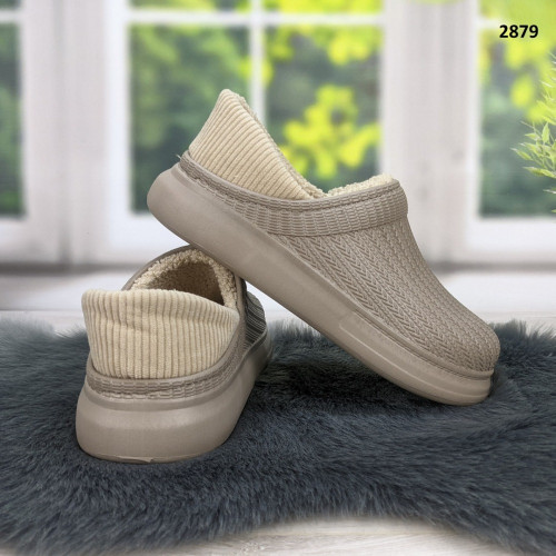 Калоші без задника сабо на хутрі жіночі Dago Style бежеві 2879