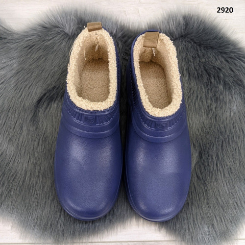 Калоші жіночі пінкові на хутрі Dago Style сині 2920
