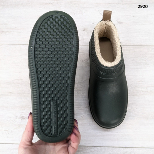 Калоші жіночі пінкові на хутрі Dago Style хакі 2920