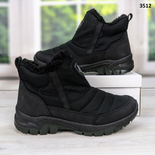 Черевики чоловічі чорні зимові з блискавкою на хутрі Dago Style 3512