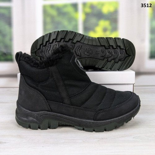 Черевики чоловічі чорні зимові з блискавкою на хутрі Dago Style 3512