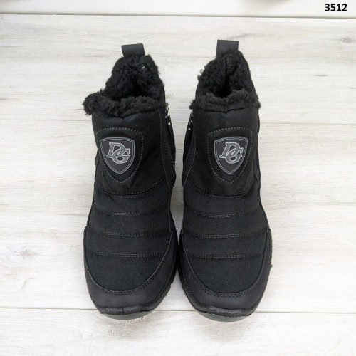 Черевики чоловічі чорні зимові з блискавкою на хутрі Dago Style 3512