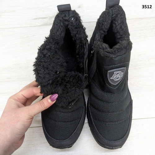 Черевики чоловічі чорні зимові з блискавкою на хутрі Dago Style 3512