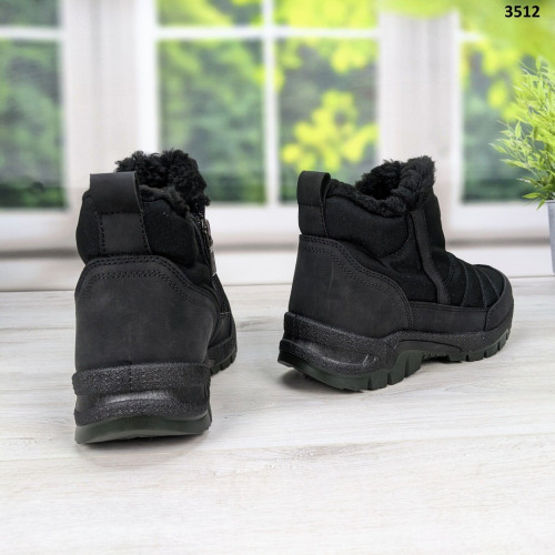 Черевики чоловічі чорні зимові з блискавкою на хутрі Dago Style 3512