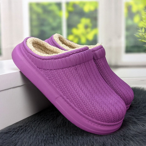 Калоші без задника сабо на хутрі жіночі Dago Style бузкові 2879-2