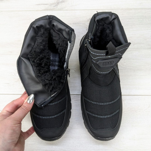 Черевики чоловічі чорні зимові високі з блискавкою на хутрі Dago Style 3623