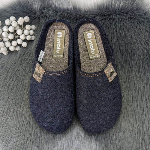 Тапочки домашні жіночі Inblu фетрові на поліуретановій підошві сині 4255