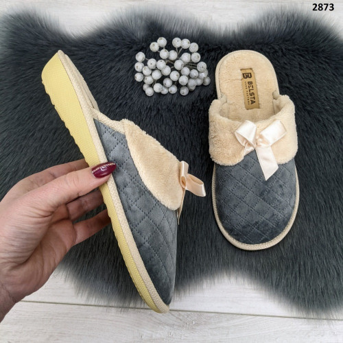 Тапочки жіночі домашні Белста із закритим носком сірого кольору 2873
