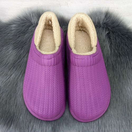 Калоші без задника сабо на хутрі жіночі Dago Style бузкові 2879