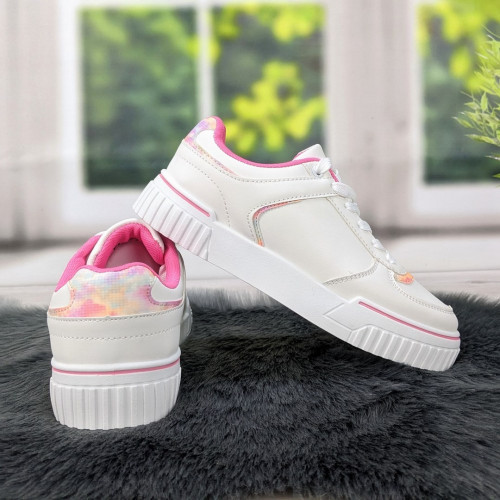 Кросівки кеди жіночі білі з рожевим Fashion 4199