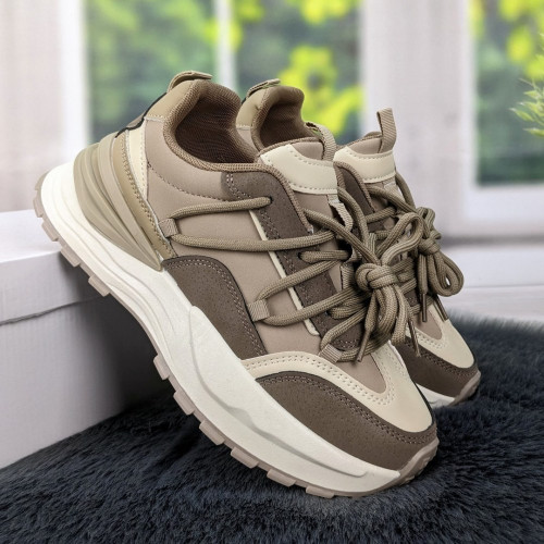 Кросівки жіночі бежеві демісезонні на об'ємній підошві Swin Shoes 4359