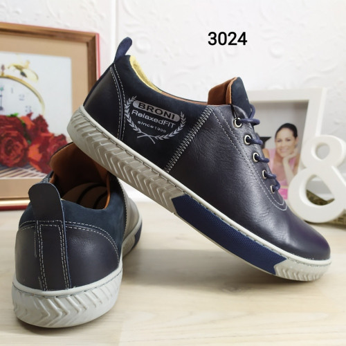 Чоловічі шкіряні чорні кросівки кеди BRONI 3024