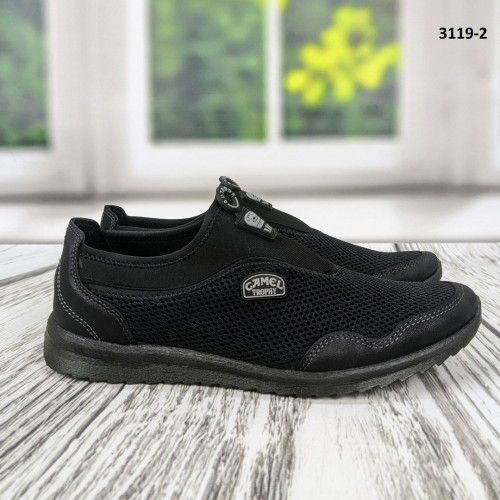 Кросівки мокасини чоловічі сітка чорні Dago Style 3119-2