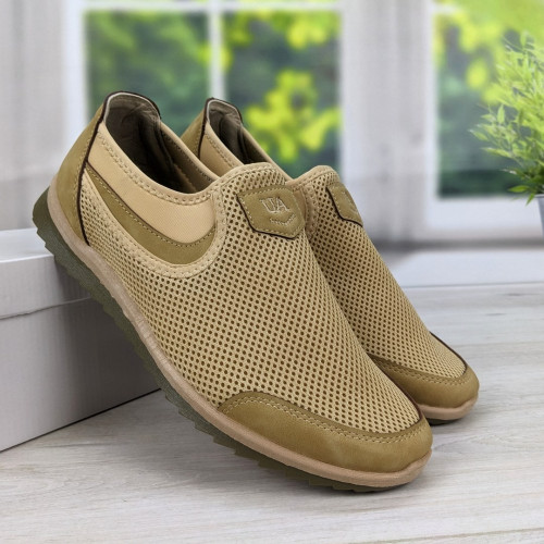 Кросівки мокасини чоловічі сітка пісочні Dago Style 3127-2