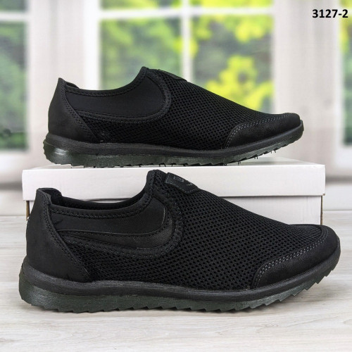 Кросівки мокасини чоловічі чорна сітка Dago Style 3127-2