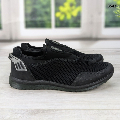 Кросівки чоловічі мокасини літні сітка чорні Dago Style 3542