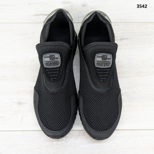 Кросівки чоловічі мокасини літні сітка чорні Dago Style 3542