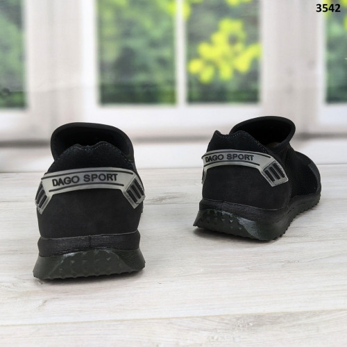 Кросівки чоловічі мокасини літні сітка чорні Dago Style 3542